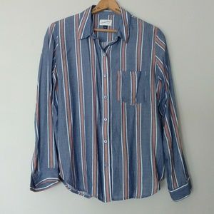 Universal Thread Dark Blue Striped LS Top Shirt